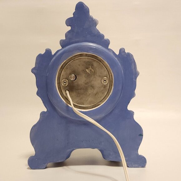 Vintage Blue Lanshire Mantle Clock Holland Mold Ornate Antique Porcelain Works - Picture 12 of 13